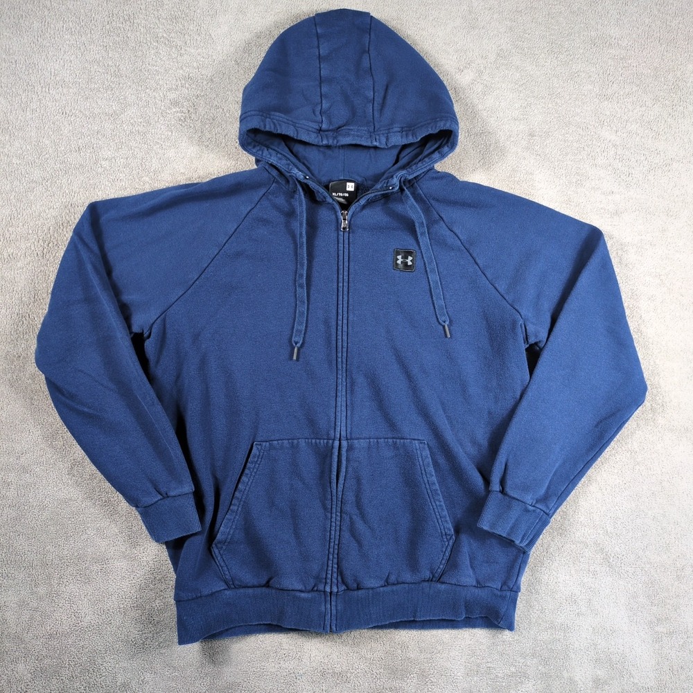 Under‎ Armour Hoodie Mens XL Navy Blue Fleece Lined Gymwear Sweatshirt Full Zip